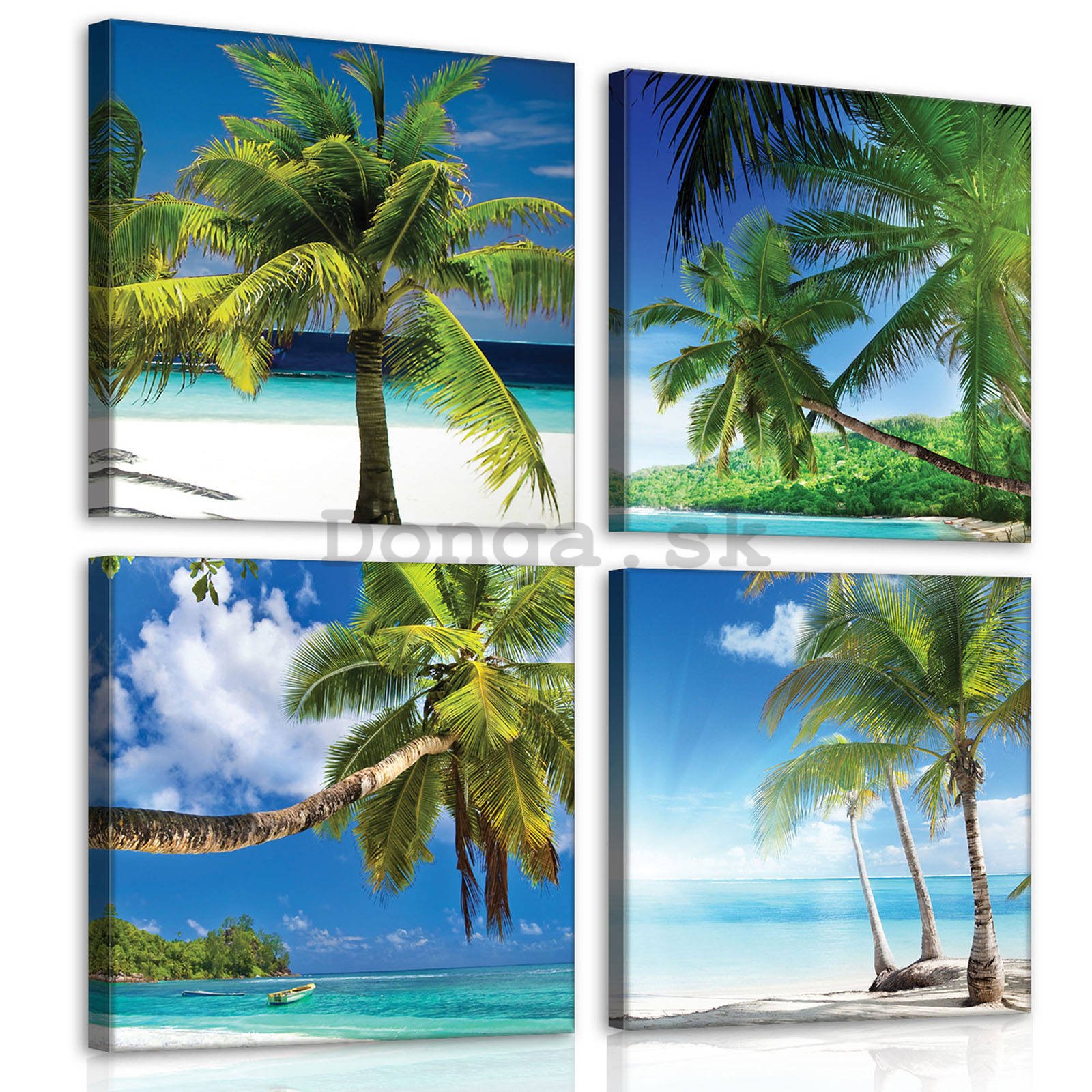 Obraz na plátne: Palmy na pláži - set 4ks 25x25cm