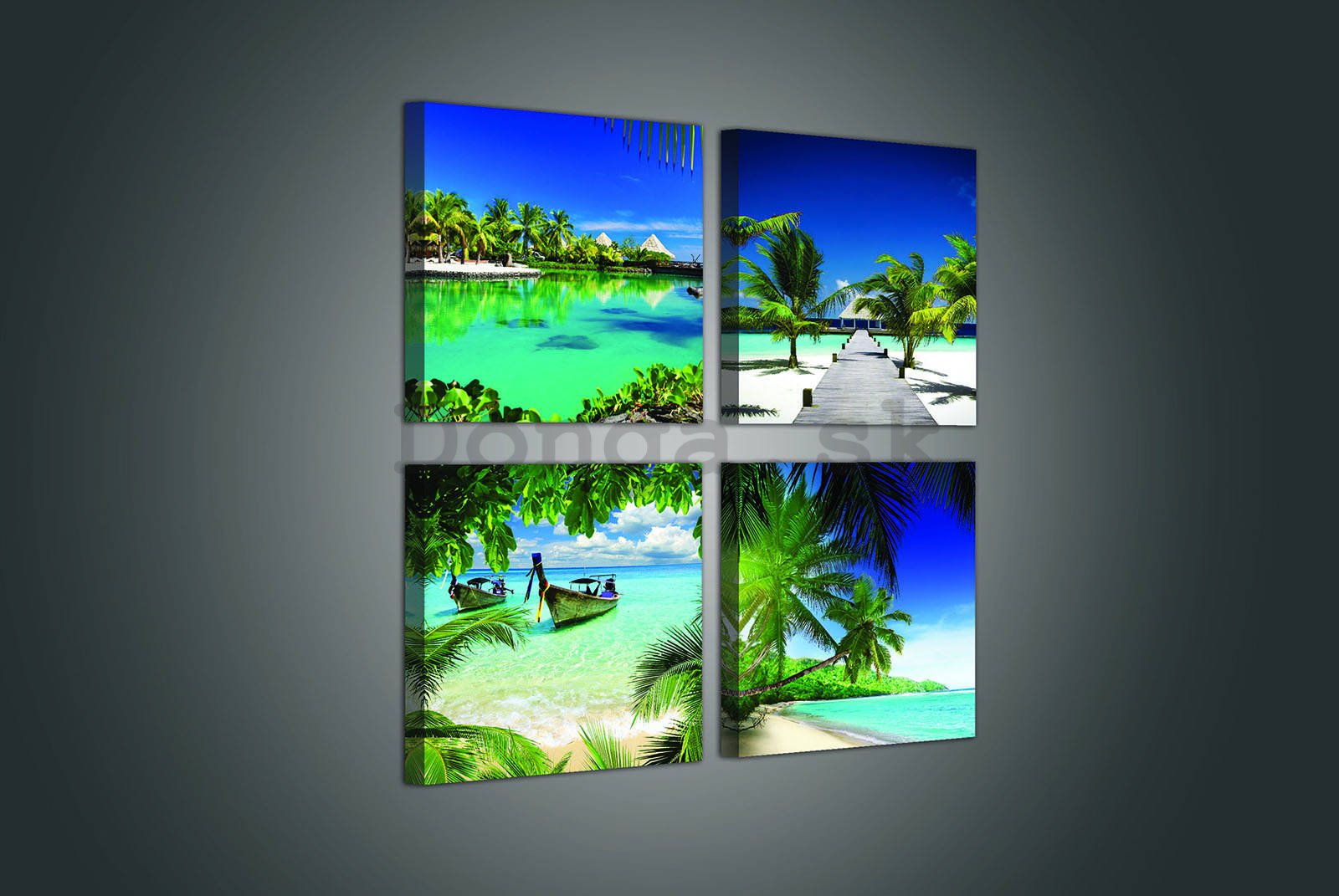 Obraz na plátne: Tropický ráj - set 4ks 25x25cm