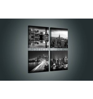 Obraz na plátne: Čiernobiely New York (2) - set 4ks 25x25cm