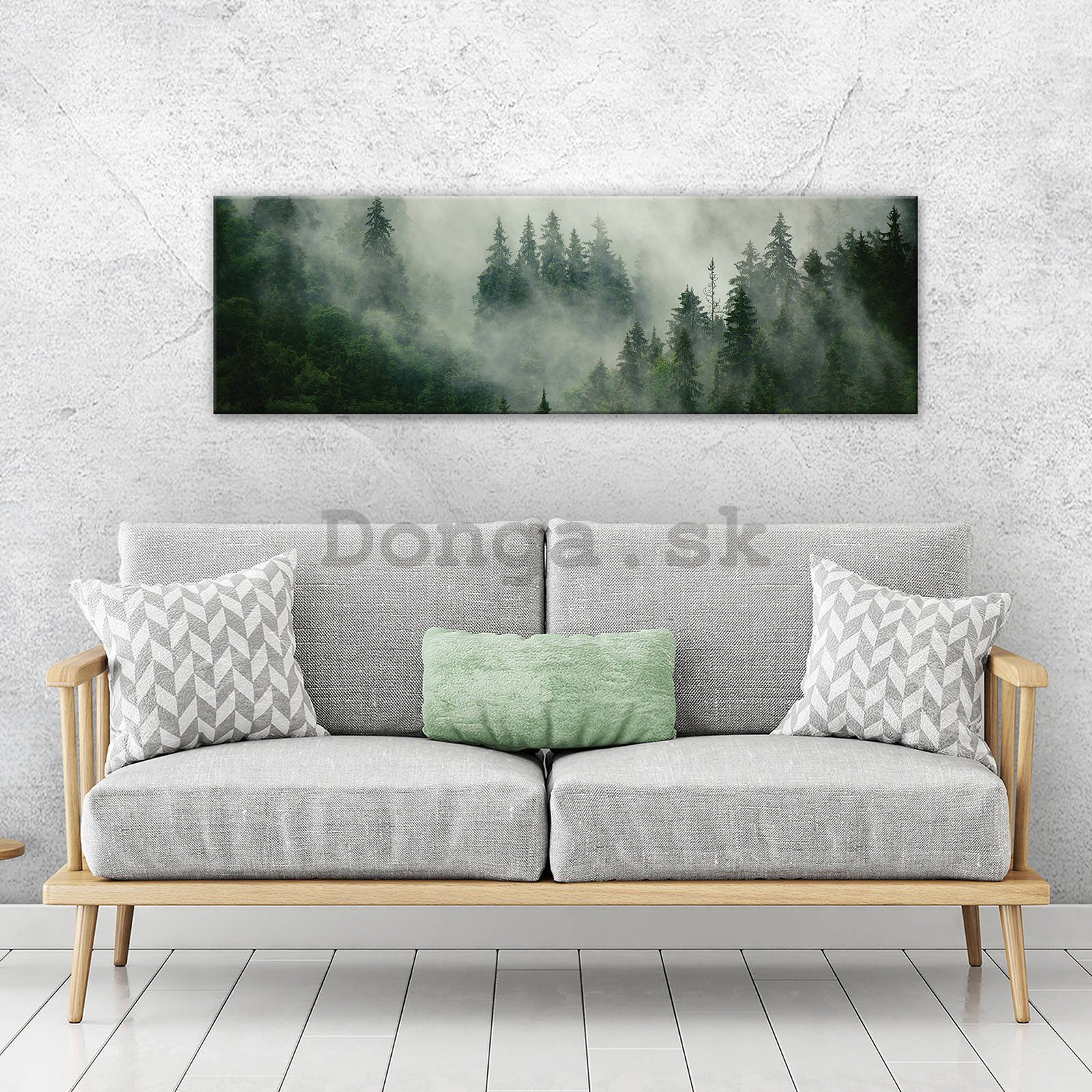 Obraz na plátne: Hmla nad lesom (1) - 145x45 cm