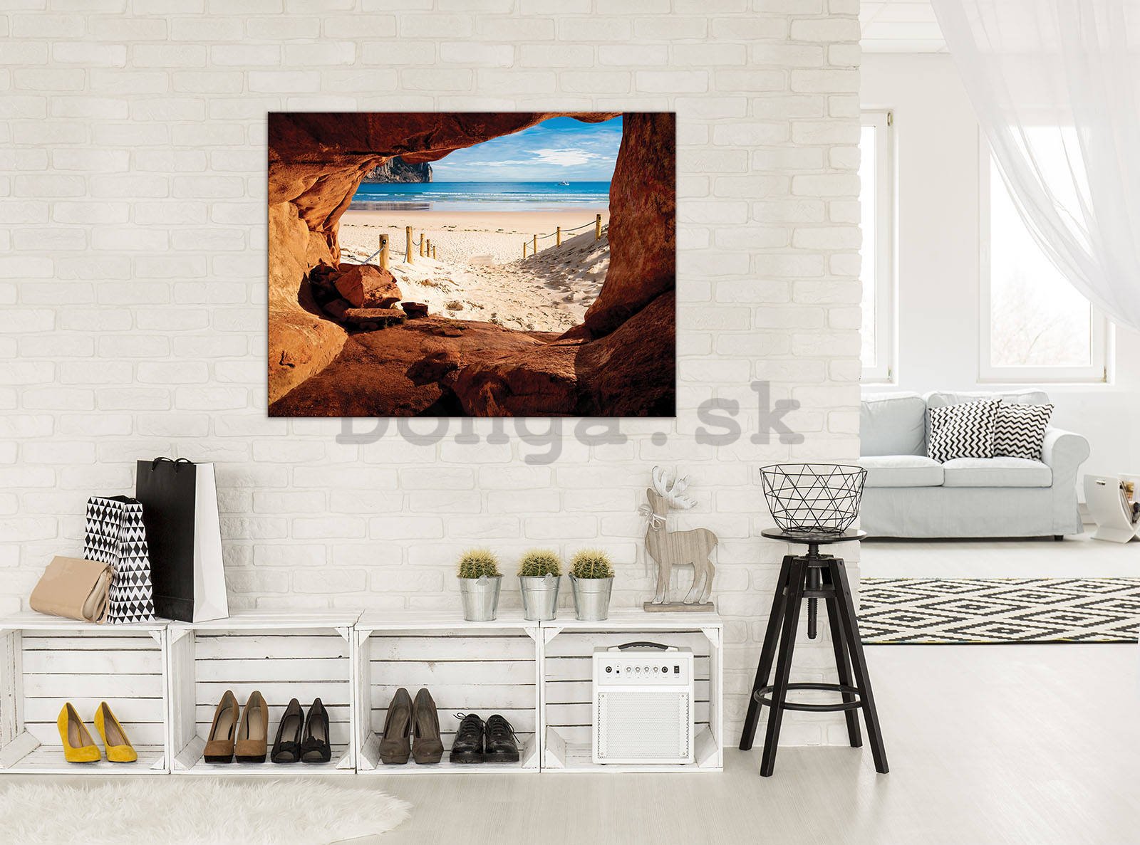 Obraz na plátne: Pláž za jaskýňou - 80x60 cm