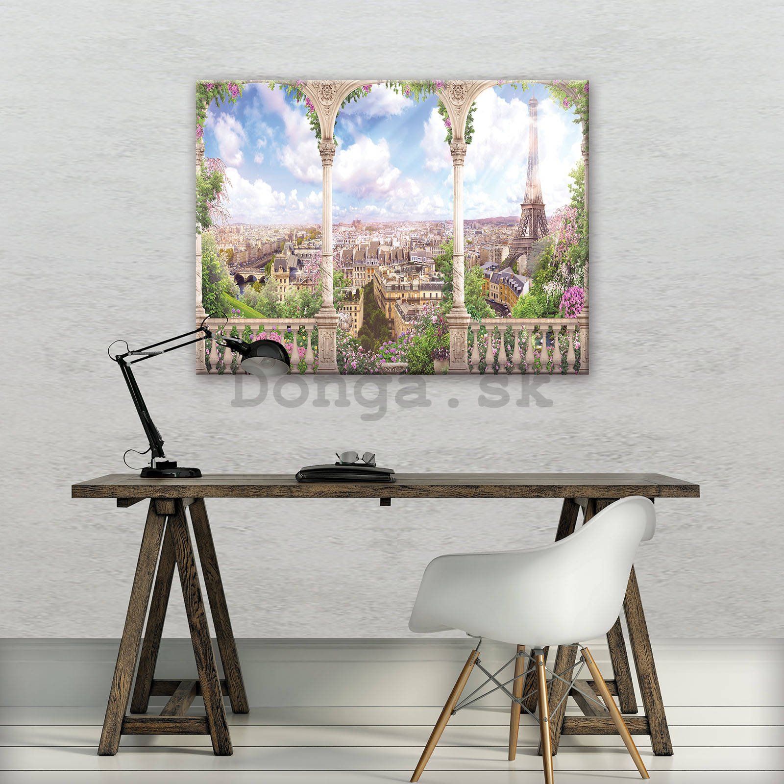Obraz na plátne: Romantický výhľad na Paríž - 80x60 cm