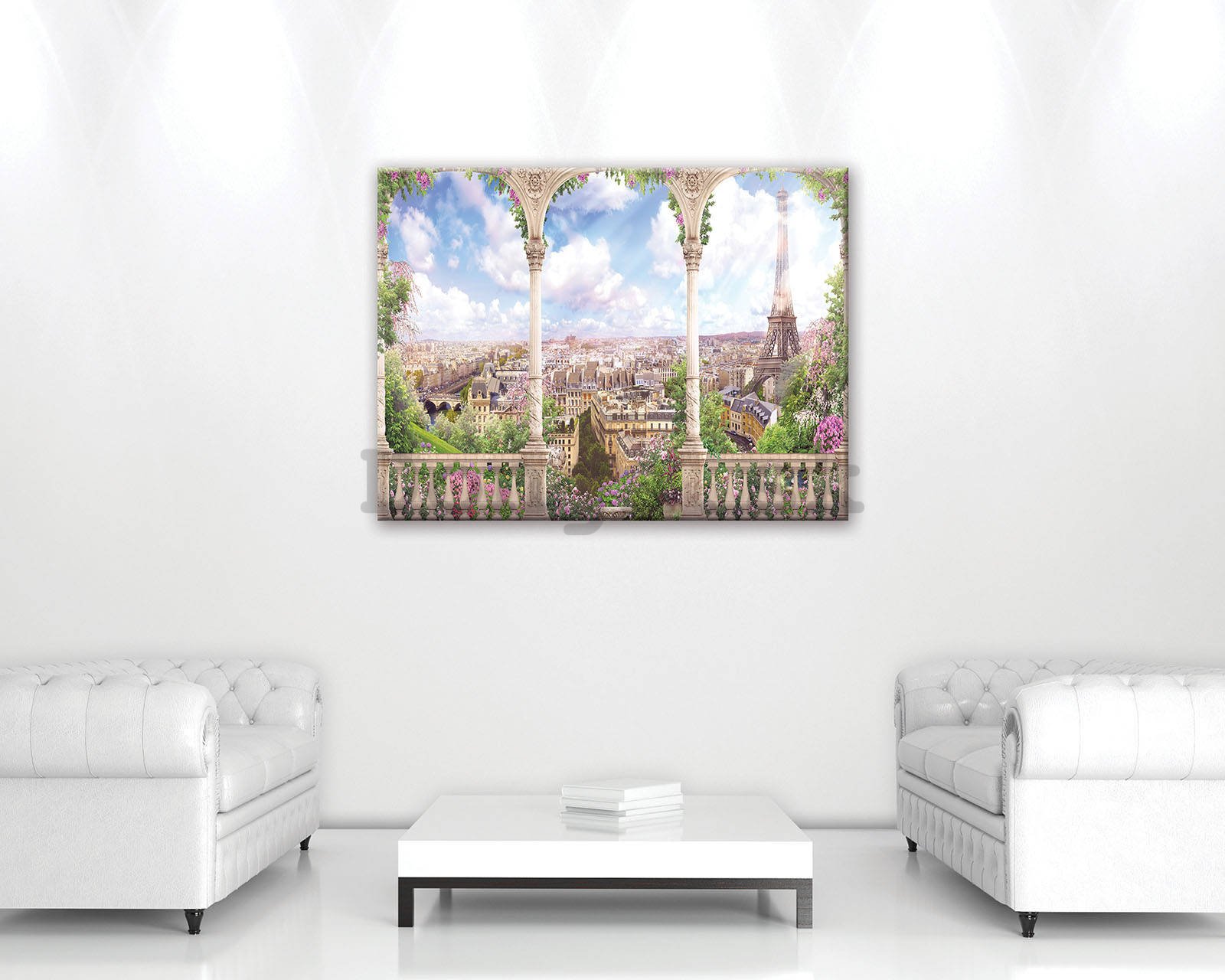 Obraz na plátne: Romantický výhľad na Paríž - 80x60 cm