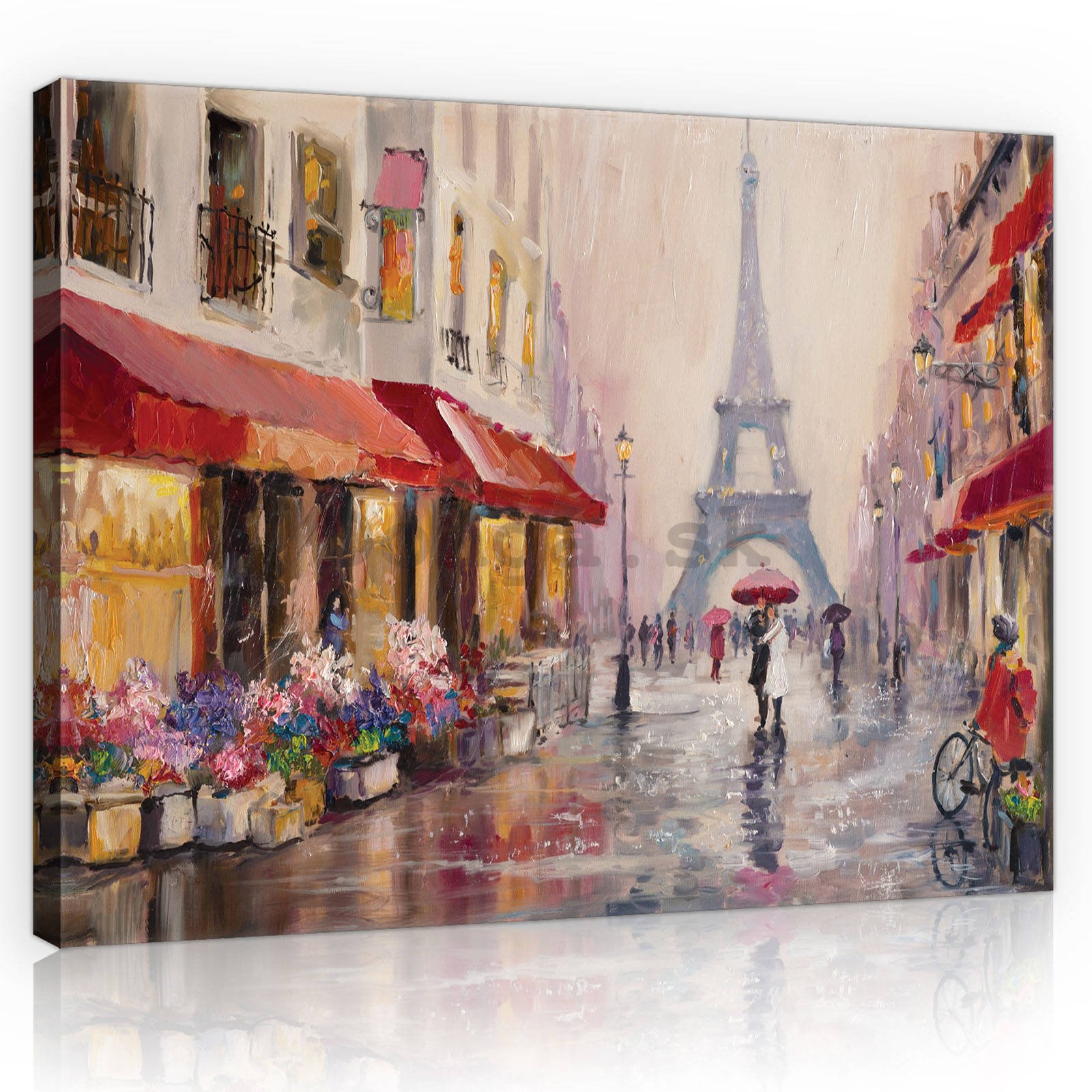 Obraz na plátne: Ulička k Eiffelovej veži (maľované) - 80x60 cm
