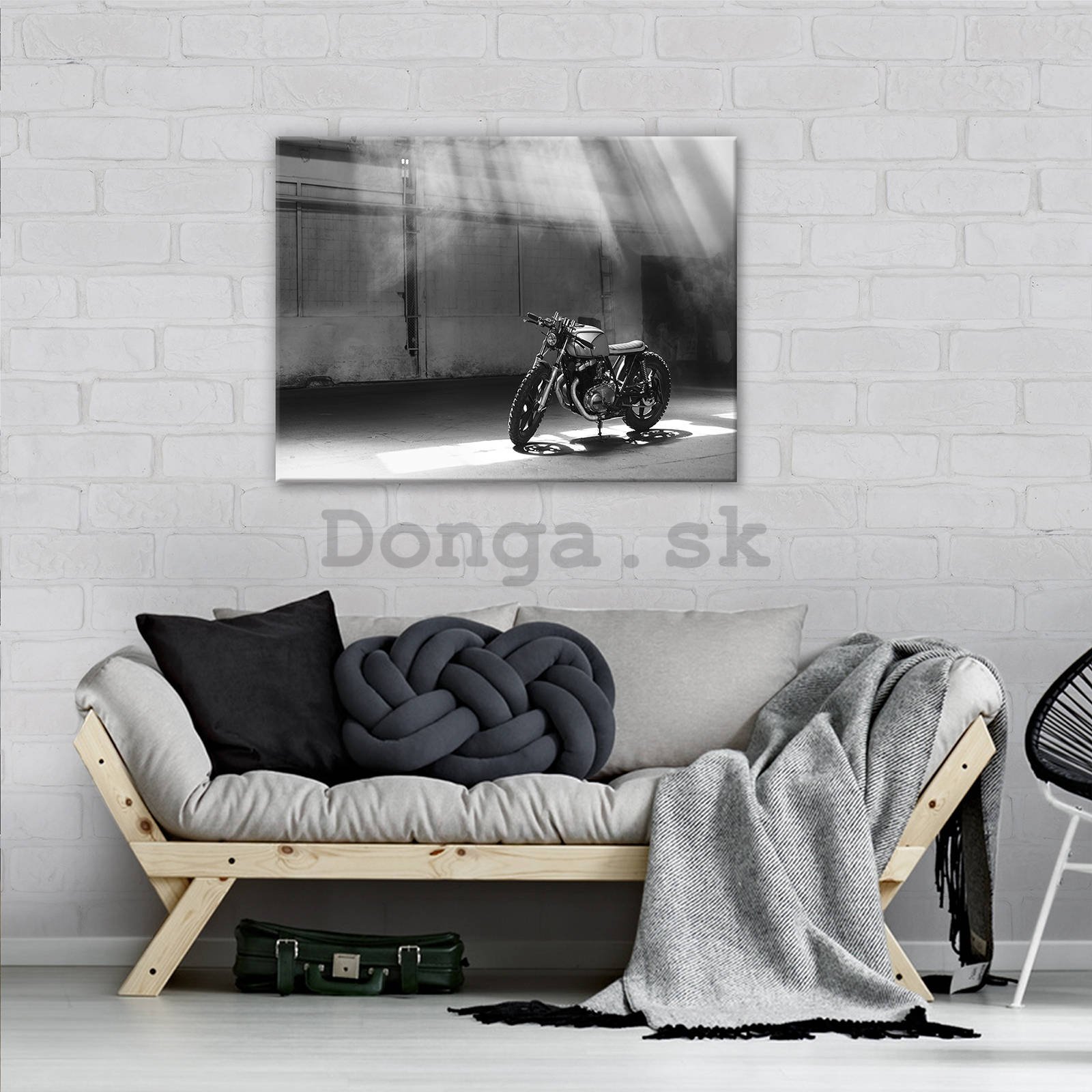 Obraz na plátne: Zaparkované motorka (čiernobiele) - 80x60 cm