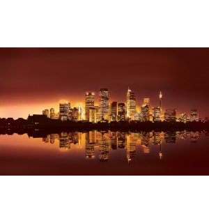 Fototapeta vliesová: Výhľad na mesto (západ slnka) - 152,5x104 cm