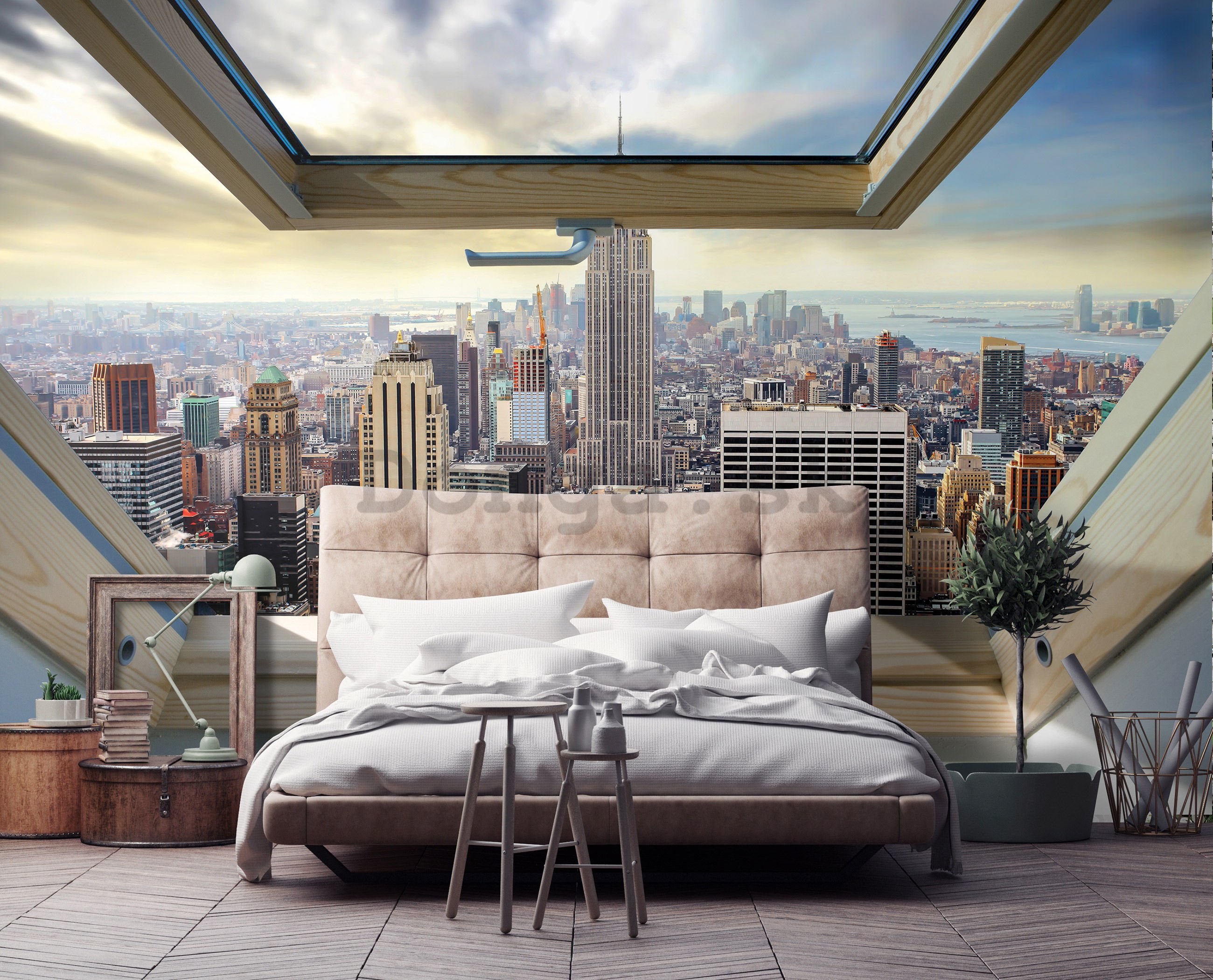 Fototapeta: Strešné okno na Manhattan - 368x254 cm