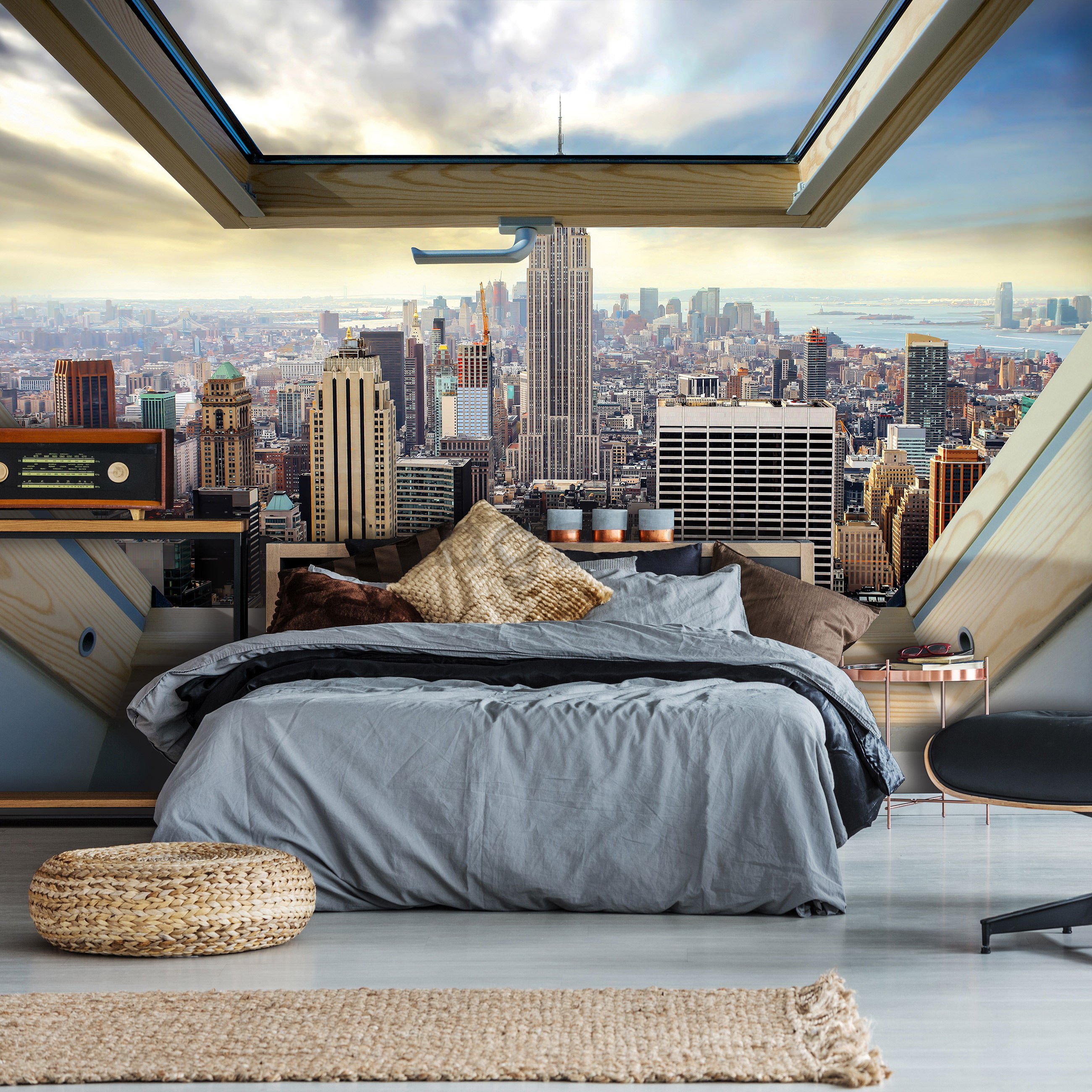 Fototapeta: Strešné okno na Manhattan - 368x254 cm