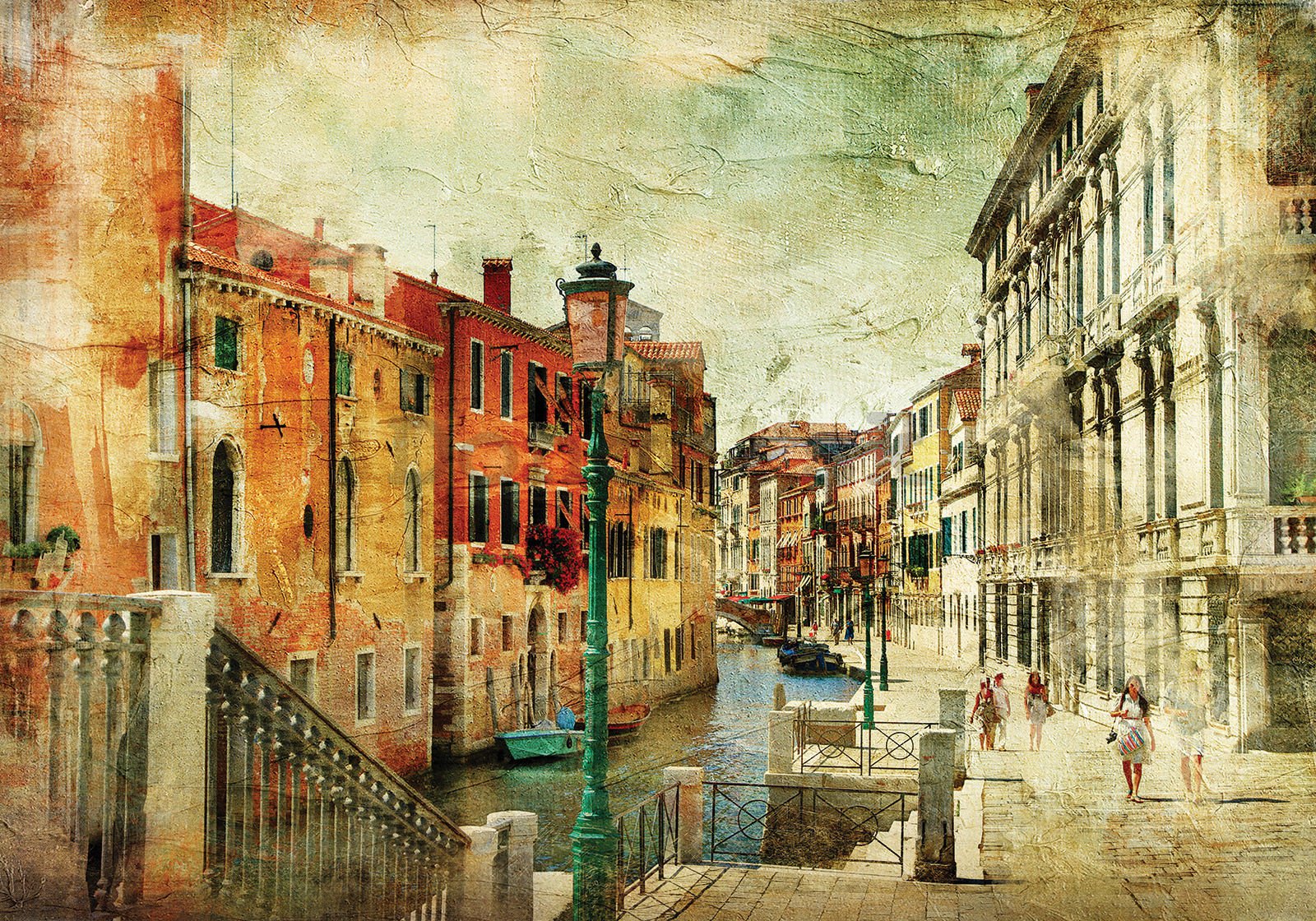 Fototapeta vliesová: Benátky (vintage) - 200x140 cm