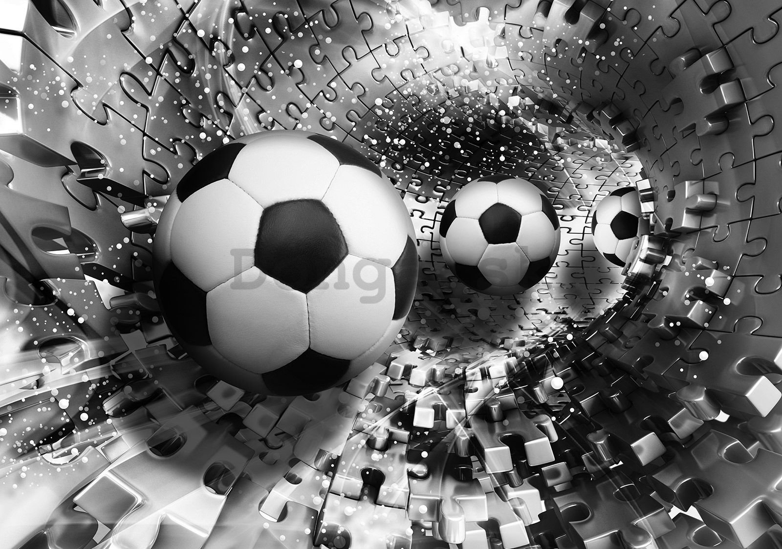 Fototapeta vliesová: Fotbal a puzzle - 200x140 cm