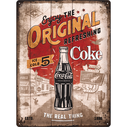 Plechová ceduľa: Coca-Cola (Original Coke Highway 66) - 30x40 cm