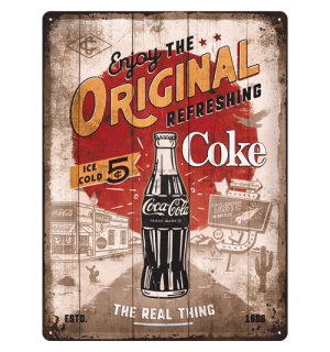 Plechová ceduľa: Coca-Cola (Original Coke Highway 66) - 30x40 cm