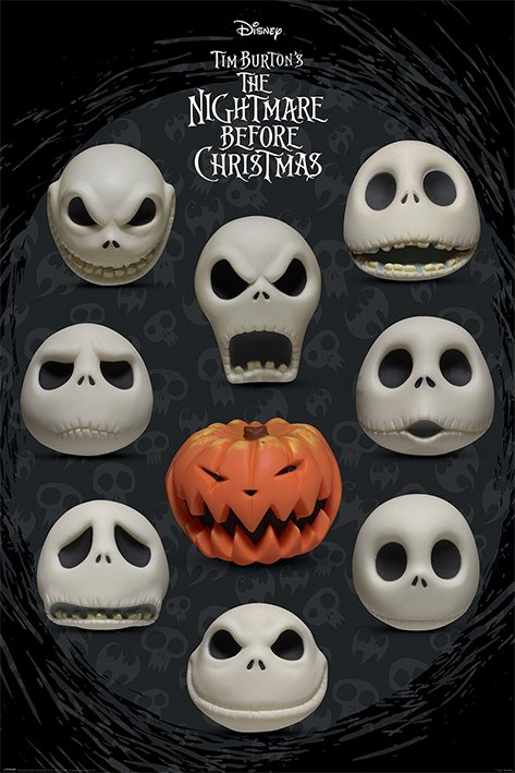 Plagát - Nightmare Before Christmas (Many Faces of Jack)