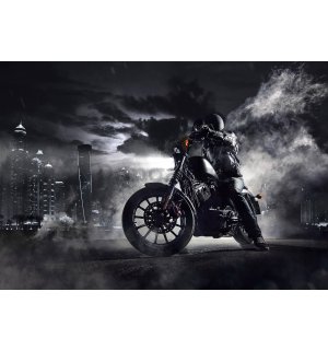 Fototapeta vliesová: Motorkář v nočním městě - 254x184 cm