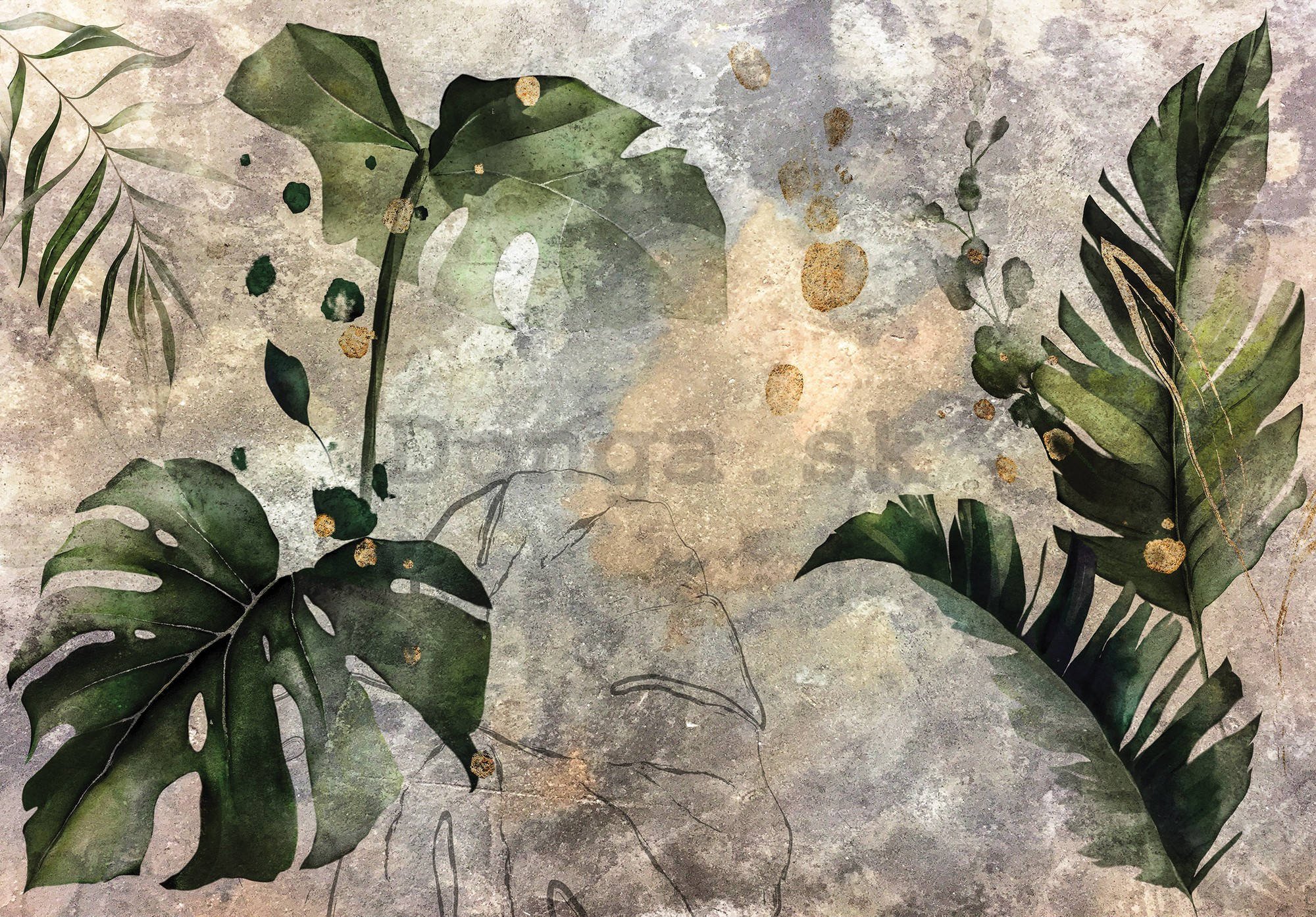 Fototapeta vliesová: Malované kapradiny - 368x254 cm