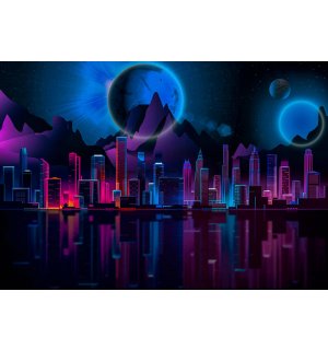 Fototapeta vliesová: Neonové město - 104x70,5 cm