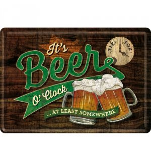 Plechová pohľadnice - It's Beer O'clock