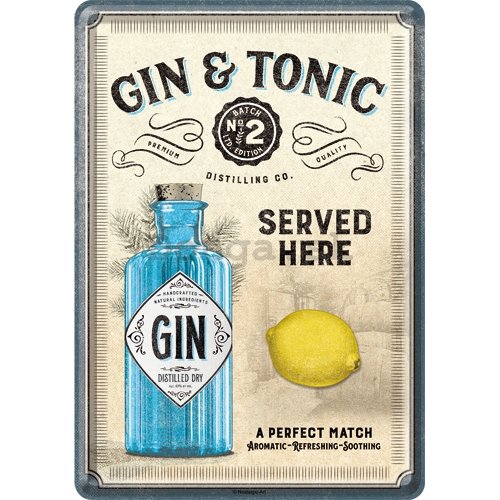 Plechová pohľadnice - Gin & Tonic Served Here