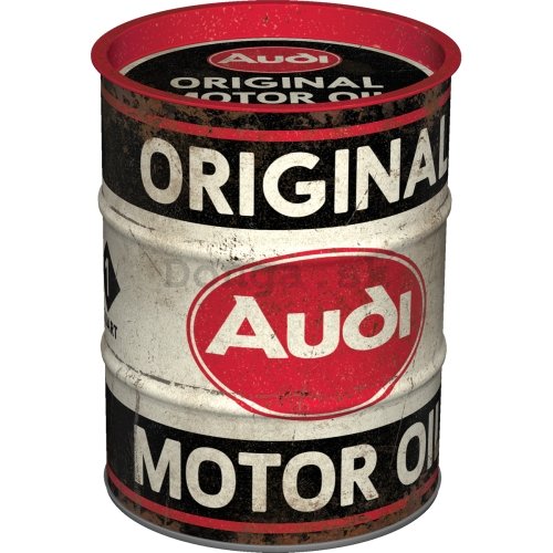 Plechová pokladnička barel: Audi Original Motor Oil