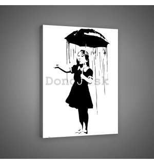 Obraz na plátne: Dievča v daždi (graffiti) - 60x80 cm