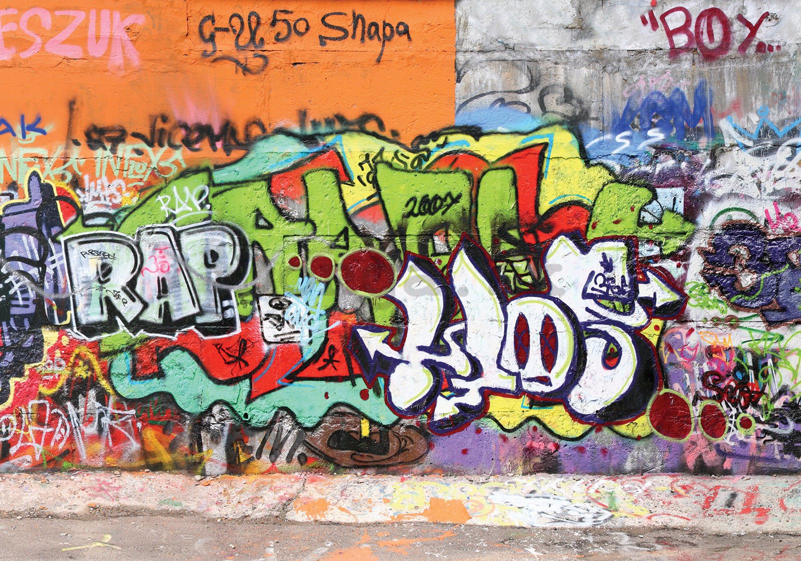 Fototapeta vliesová: Zeď s graffiti - 400x280 cm