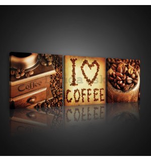 Obraz na plátne: I Love Coffee - set 3ks 25x25cm