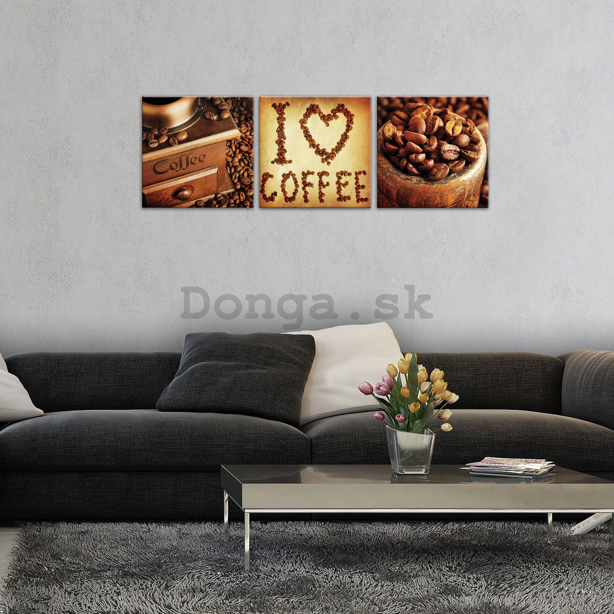 Obraz na plátne: I Love Coffee - set 3ks 25x25cm