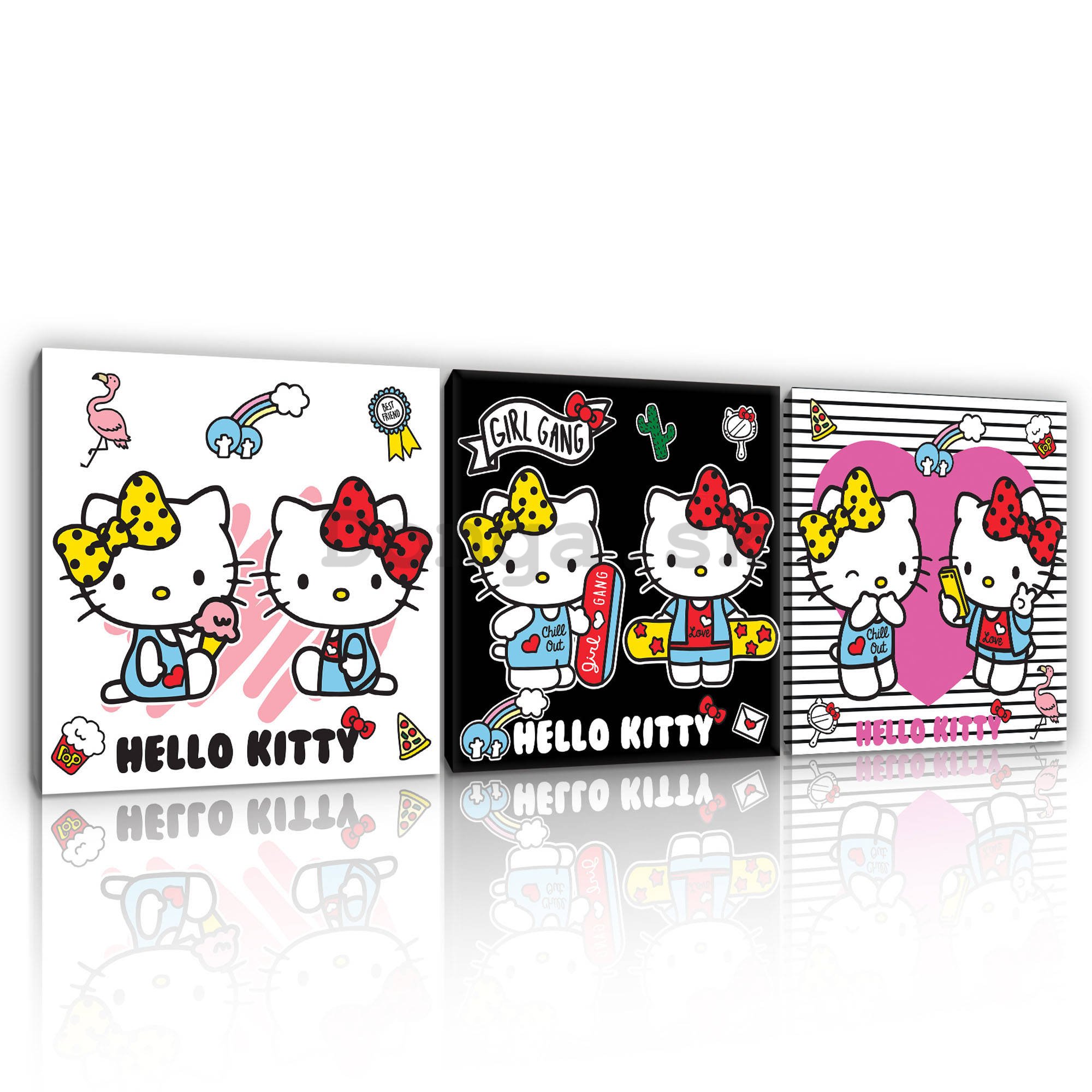 Obraz na plátne: Hello Kitty (2) - set 3ks 25x25cm