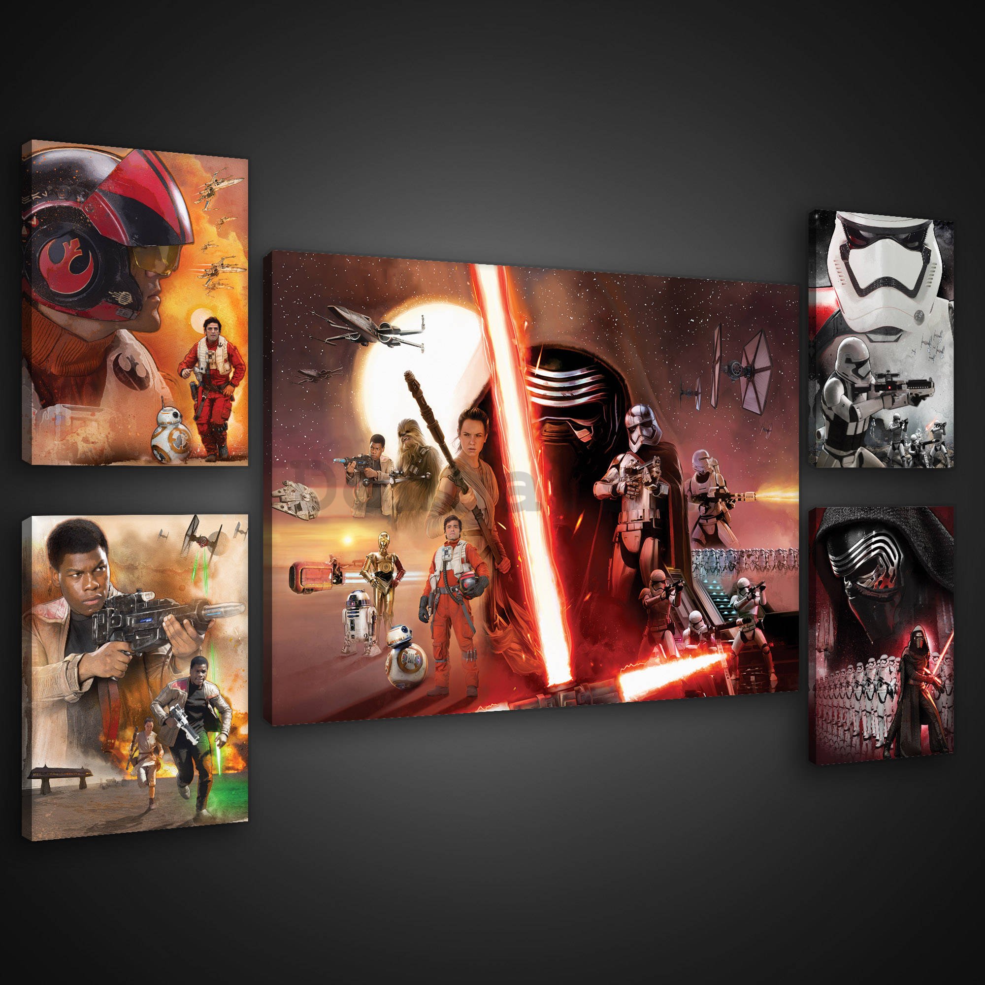 Obraz na plátne: Star Wars The Force Awakens - set 1ks 70x50 cm a 4ks 32,4x22,8 cm