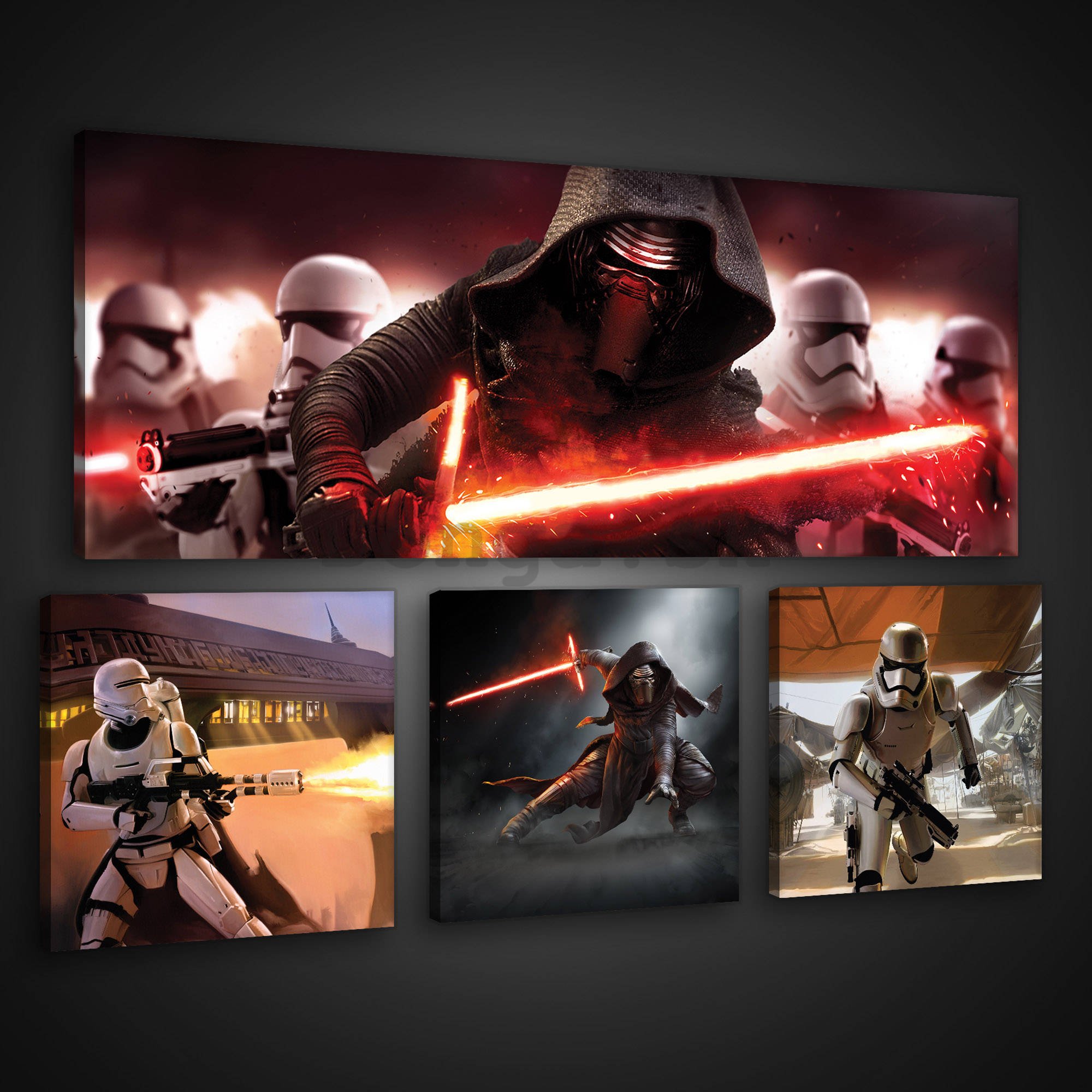 Obraz na plátne: Star Wars First Order (2) - set 1ks 80x30 cm a 3ks 25,8x24,8 cm