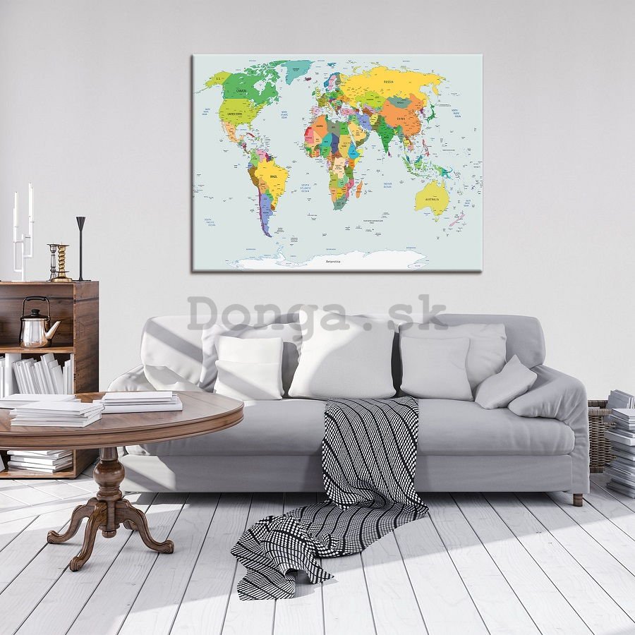 Obraz na plátne: Mapa sveta (2) - 75x100 cm