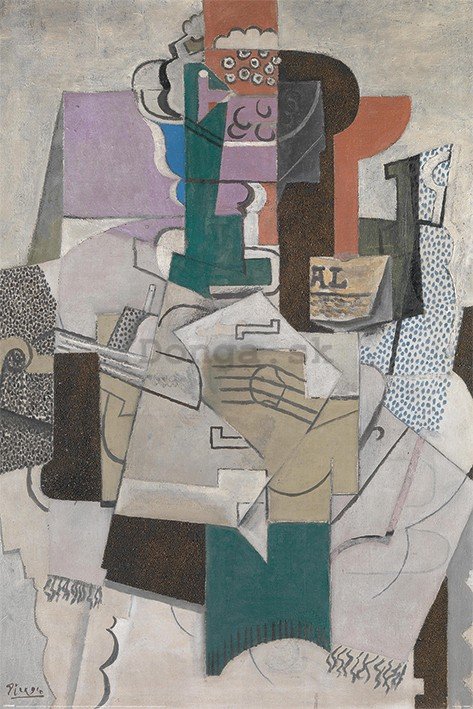 Plagát - Picasso, Fruit Dish, Bottle and Violin