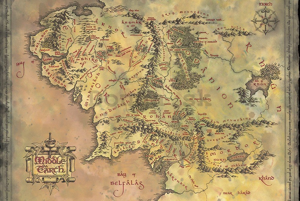 Plagát - The Lord of the Rings (Middle Earth Map)