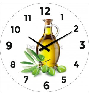 Nástenné sklenené hodiny: Olivový olej (1) - 34 cm
