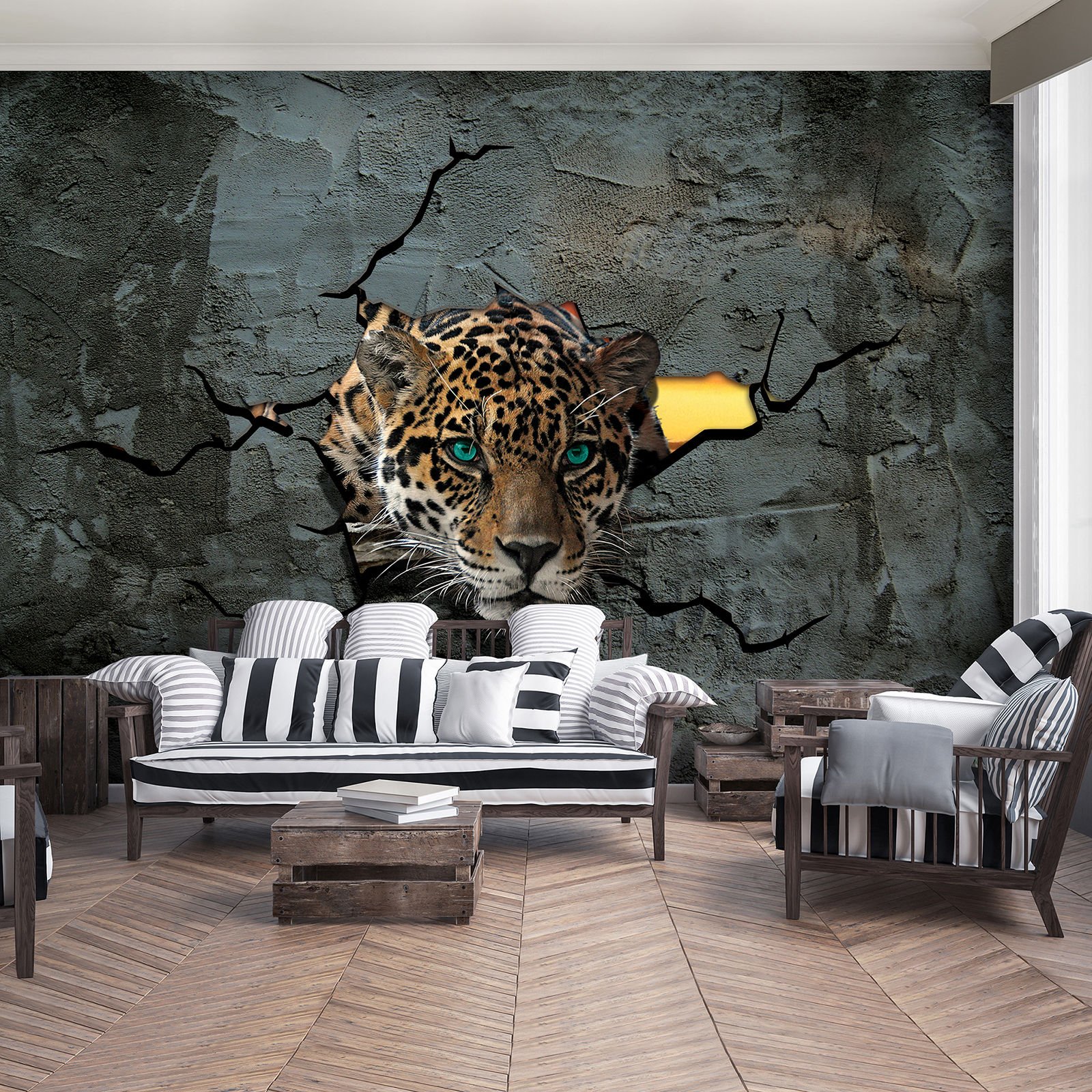 Fototapeta vliesová: Gepard ve zdi - 152,5x104 cm