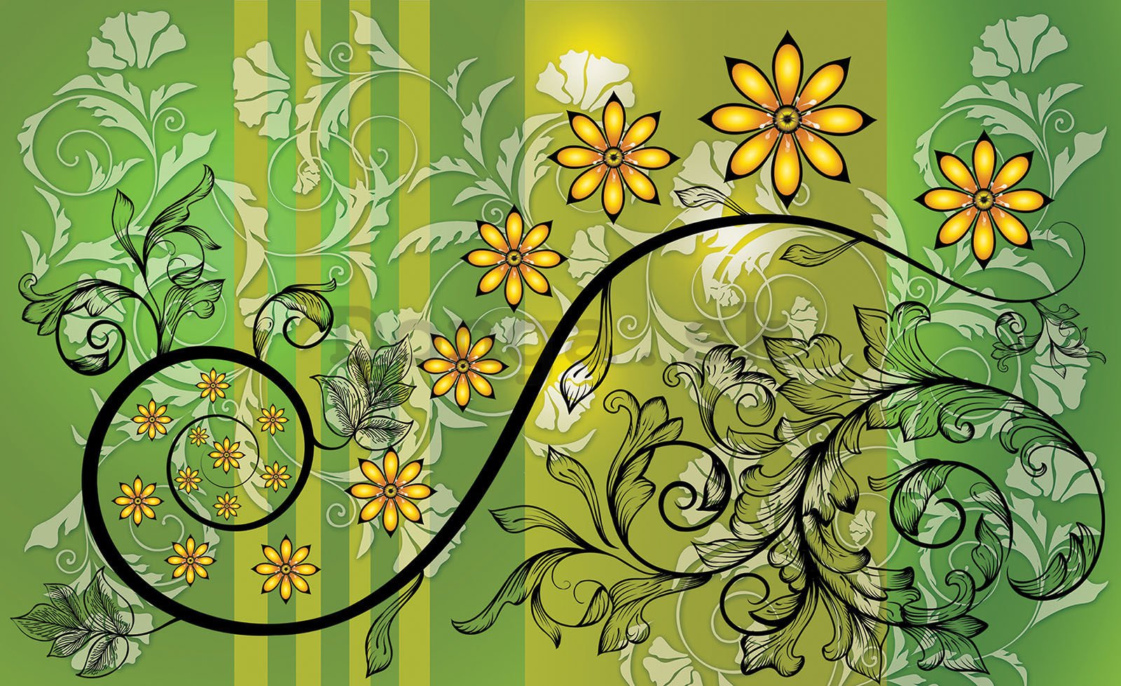 Fototapeta vliesová: Květinová abstrakce zelená (2) - 416x254 cm