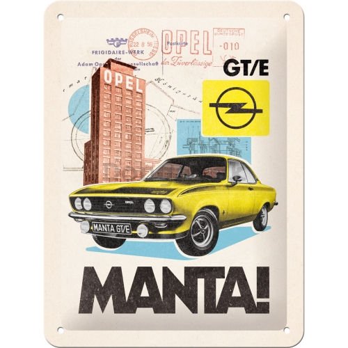 Plechová ceduľa: Opel Manta! GT/E - 15x20 cm