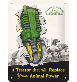 Plechová ceduľa: John Deere Tractor & Animal Power - 15x20 cm