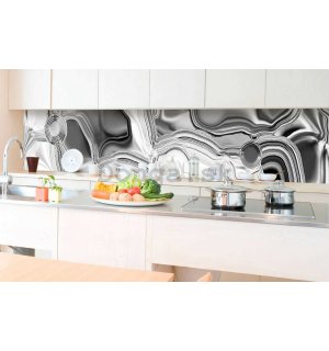 Samolepiaca umývateľná tapeta za kuchynskú linku - Tekutý strieborný obklad, 350x60 cm