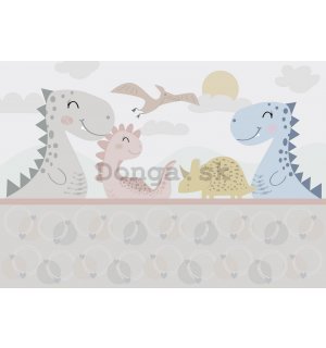 Fototapeta vliesová: Dětská tapeta veselí dinosauři - 254x184 cm