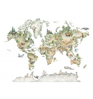 Fototapeta vliesová: Dětská tapeta zvířata světa - 254x184 cm