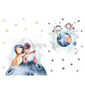Fototapeta vliesová: Dětská tapeta vesmír - 254x184 cm