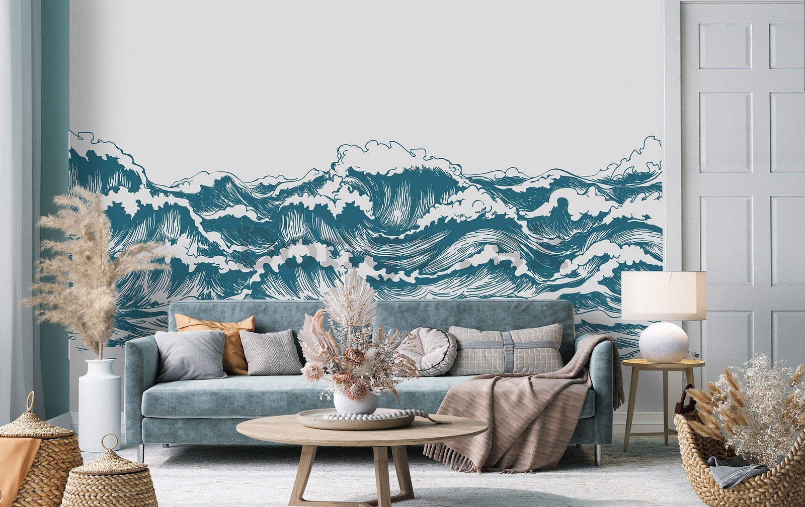 Fototapeta vliesová: Malované vlny - 254x184 cm