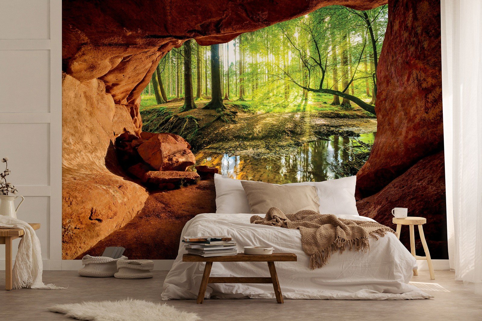 Fototapeta vliesová: Jeskyně u lužního lesa - 254x184 cm