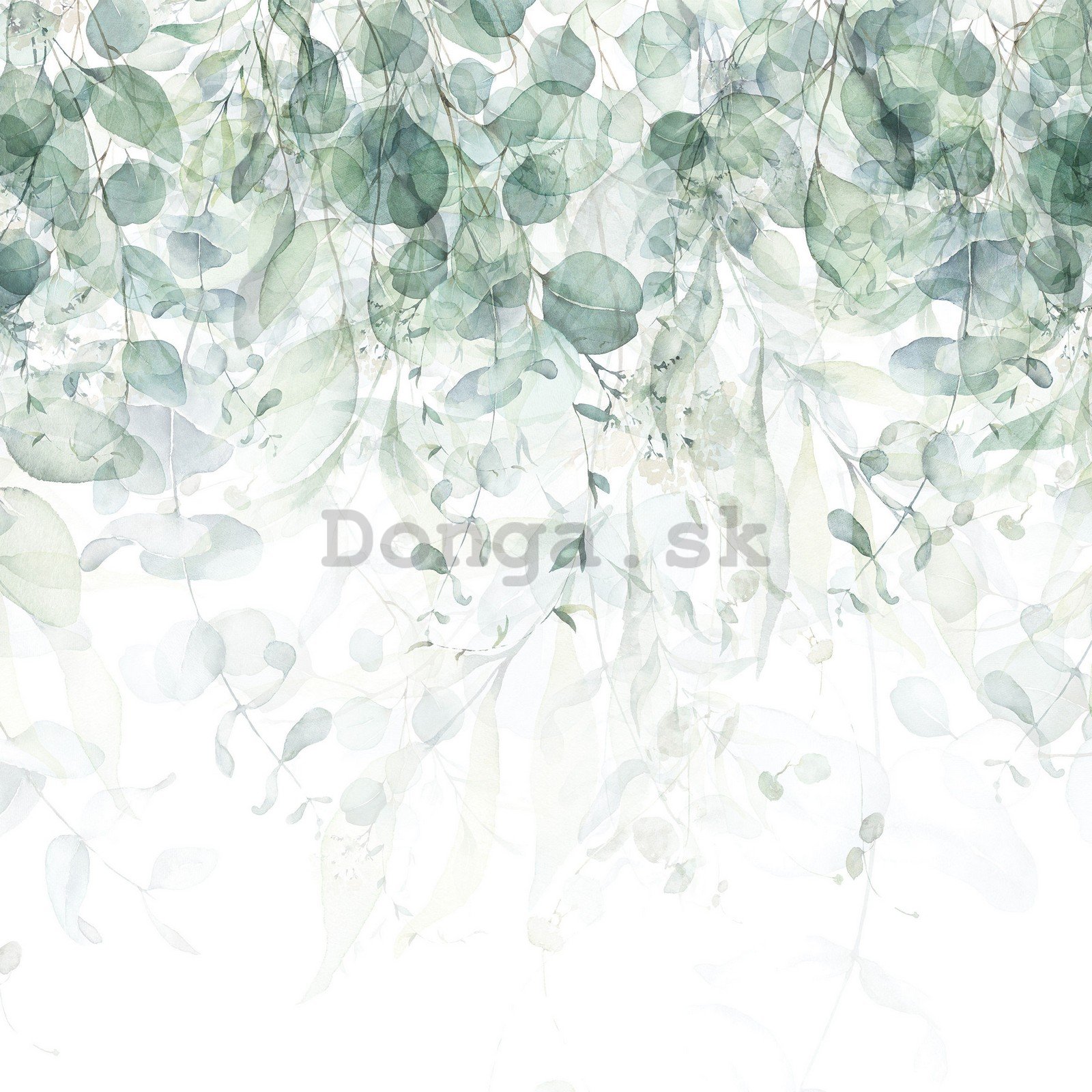 Fototapeta vliesová: Zelené malované květiny - 254x184 cm