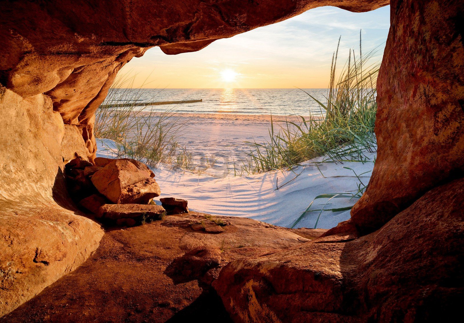 Fototapeta vliesová: Jeskyně na pláži (1) - 368x254 cm