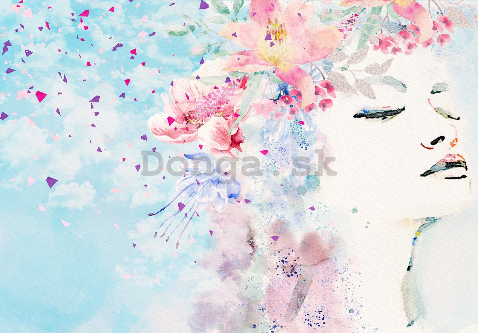 Fototapeta vliesová: Žena s květinami - 368x254 cm