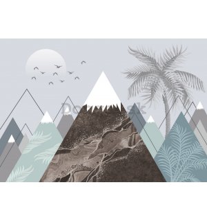 Fototapeta vliesová: Skandinávský vzor (hory a palmy) - 416x254 cm