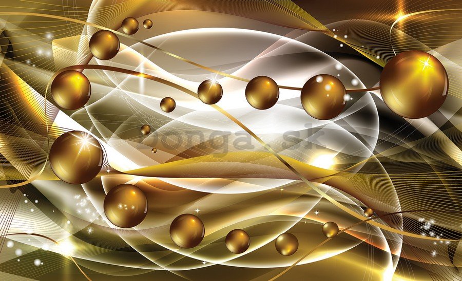 Fototapeta vliesová: Lesklá abstrakcie (zlatá) - 254x184 cm