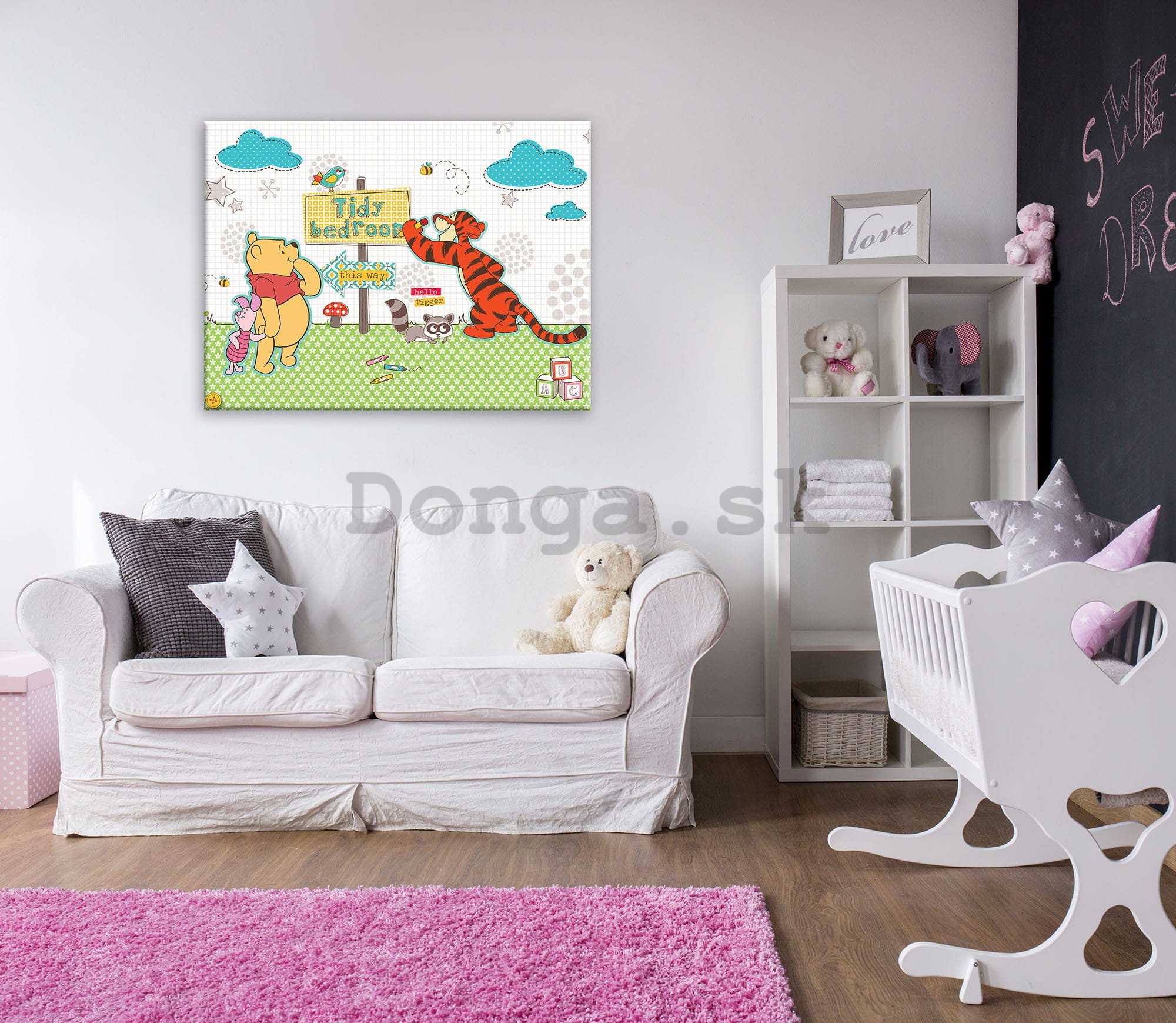 Obraz na plátne: Medvedík Pú (Tidy Bedroom) - 100x75 cm